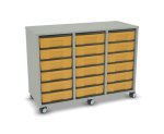 Flexeo Regal, 3 Reihen, 18 kleine Boxen, Mittelwand 4093 (Zoom)