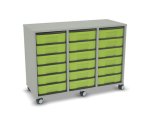 Flexeo Regal, 3 Reihen, 18 kleine Boxen, Mittelwand 4094 (Zoom)
