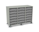 Flexeo Regal, 3 Reihen, 18 kleine Boxen, Mittelwand 4096 (Zoom)