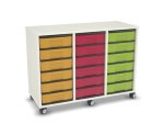 Flexeo Regal, 3 Reihen, 18 kleine Boxen, Mittelwand 4091 (Zoom)