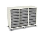 Flexeo Regal, 3 Reihen, 18 kleine Boxen, Mittelwand 4096 (Zoom)