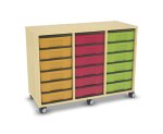 Flexeo Regal, 3 Reihen, 18 kleine Boxen, Mittelwand 4091 (Zoom)