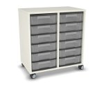 Flexeo Regal, 2 Reihen, 12 kleine Boxen, Mittelwand 4096 (Zoom)