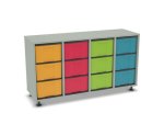 Flexeo Regal, 4 Reihen, 12 große Boxen, Mittelwand 4091 (Zoom)