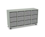 Flexeo Regal, 4 Reihen, 12 große Boxen, Mittelwand 4096 (Zoom)
