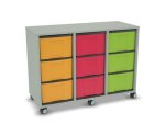 Flexeo Regal, 3 Reihen, 9 große Boxen, Mittelwand 4091 (Zoom)