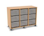Flexeo Regal, 3 Reihen, 9 große Boxen, Mittelwand 4096 (Zoom)