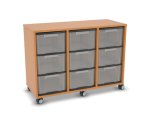 Flexeo Regal, 3 Reihen, 9 große Boxen, Mittelwand 4096 (Zoom)