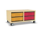 Flexeo Regal, 2 Reihen, 4 kleine Boxen, Mittelwand