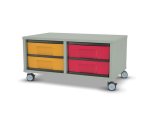 Flexeo Regal, 2 Reihen, 4 kleine Boxen, Mittelwand 4091 (Zoom)