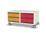 Flexeo Regal, 2 Reihen, 4 kleine Boxen, Mittelwand 4091 (Zoom)