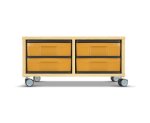 Flexeo Regal, 2 Reihen, 4 kleine Boxen, Mittelwand 4093 (Zoom)