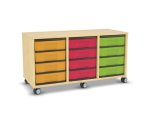 Flexeo Regal, 3 Reihen, 6 kleine Boxen, Mittelwand