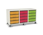 Flexeo Regal, 3 Reihen, 6 kleine Boxen, Mittelwand 4091 (Zoom)