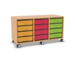 Flexeo Regal, 3 Reihen, 12 kleine Boxen, Mittelwand 4091 (Zoom)