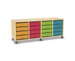 Flexeo Regal, 4 Reihen, 16 kleine Boxen, Mittelwand