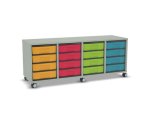 Flexeo Regal, 4 Reihen, 16 kleine Boxen, Mittelwand 4091 (Zoom)